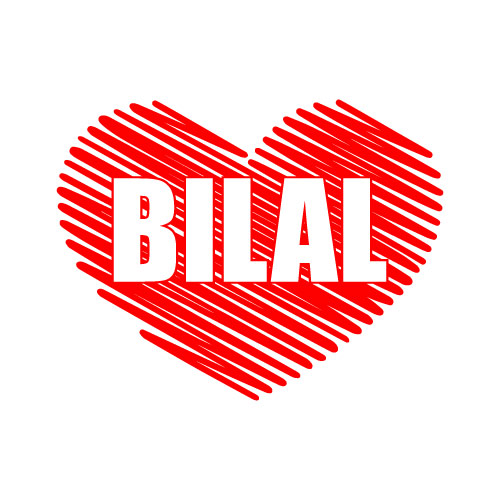 zigzag red outline heart Bilal Name Image - zigzag outline heart